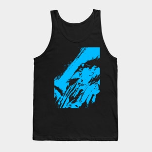 Cyan Man Wearing Tie Silhouette Tank Top